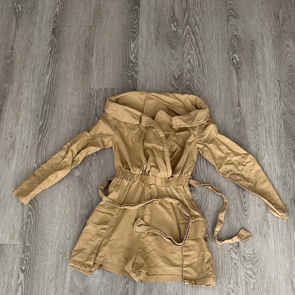 Stylish Beige Shorts Off-Shoulder Romper
